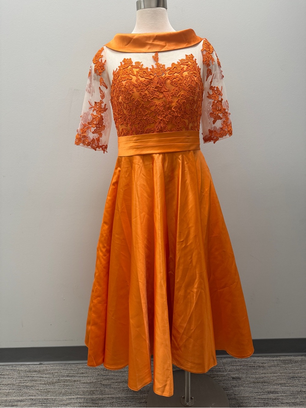 Missacc Orange Formal A-Line Tea Dress with Pockets